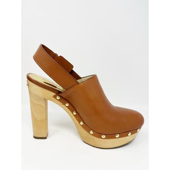 MICHAEL Michael Kors Beatrice Brown Platform Slingback Clog Heels SZ 8 - Picture 5 of 15
